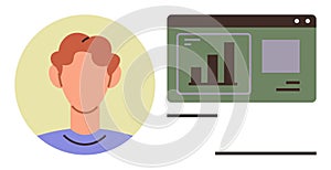 Profile Avatar with Dashboard Displaying Growth Statistics and Data