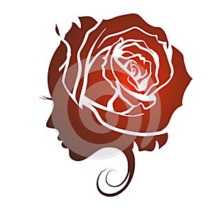 Profile of a beautiful girl with a rose