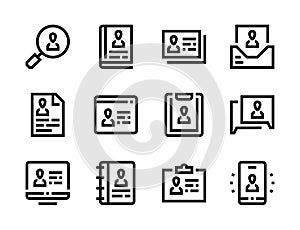 Profile, Bio and User information line vector icons.