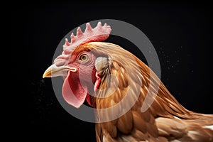 profile of a chicken dust-bathing