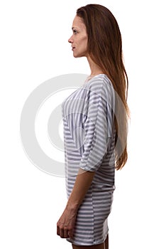 Profile of confident casual woman looking forward photo