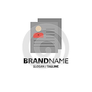 Profile, About, Contact, Delete, File, Personal Business Logo Template. Flat Color