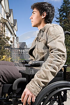 Profile of a disabled teenage boy