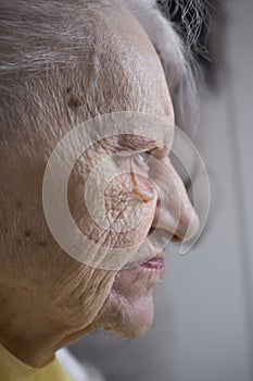 Profile of an elderly woman