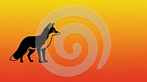 In profile facing to the right. The silhouette is solid black highlighting