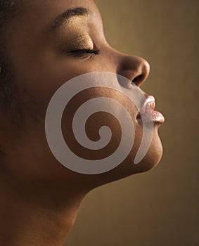 Profile of female's face.