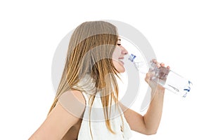 Profile of fitness woman drinking water