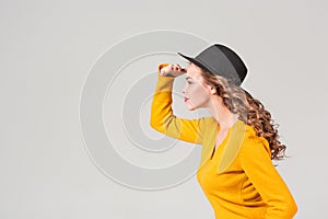 The profile of girl in hat