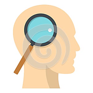 Profile of the head with magnifying glass icon