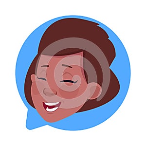 Profile Icon African American Female Head In Chat Bubble Isolated, Woman Avatar Cartoon Character Portrait