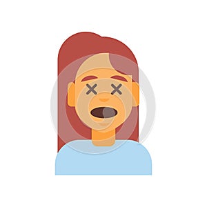 Profile Icon Female Emotion Avatar, Woman Cartoon Portrait Shocked Face