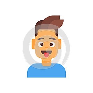 Profile Icon Male Emotion Avatar, Man Cartoon Portrait Happy Smiling Face Foolish
