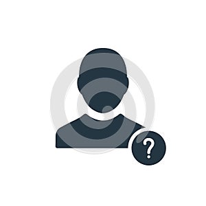 Profile icon with question mark. Profile icon and help, how to, info, query symbol