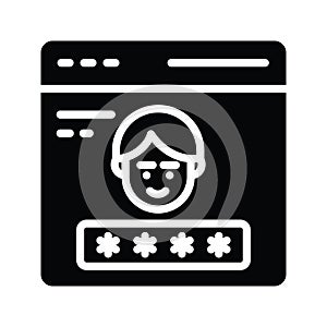 Profile Password vector solid Icon Design illustration. Cloud computing Symbol on White background EPS 10 File
