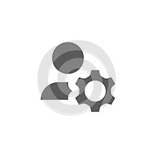 Profile person with gear or cogwheel icon