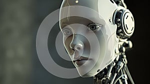 Profile photo of a robot with artificial intelligence. AI Generated