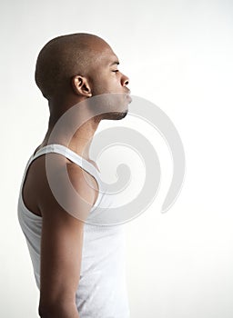Profile portrait of a black man photo