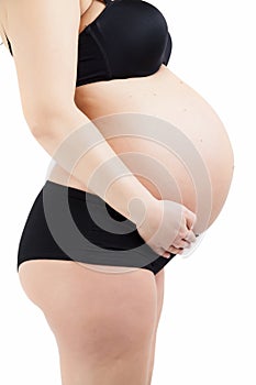 Profile of a pregnant woman's belly