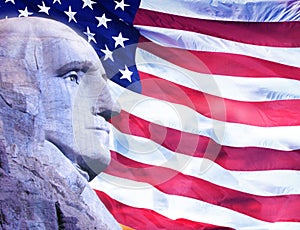 Profile of President George Washington and American flag
