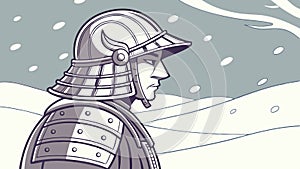 Profile of Samurai Warrior Helmet, Ancient Armor Design, vector design Generative AI