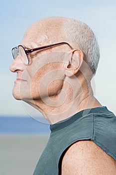 Profile of a senior man