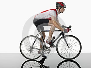 Profile Shot Of Bicyclist On Bicycle