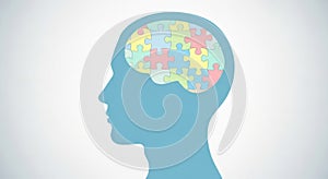 Human head silhouette with colorful brain activity symbolizing thought and cognition
