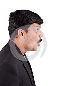 Profile of surprised man