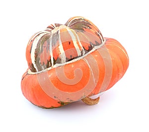 Profile of Turks Turban gourd, with a smooth orange cap