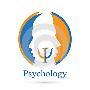 Profile vector silhouette with letter Psi inside