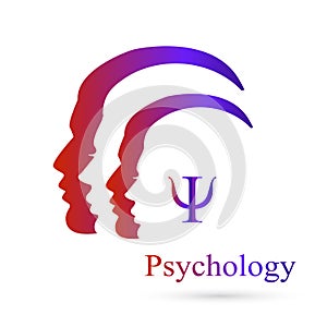 Profile vector silhouette with letter Psi inside