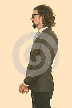 Profile view of handsome Caucasian businessman