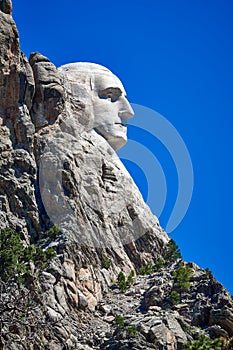 Profile view of Washington at Mount Rushmore National Monument