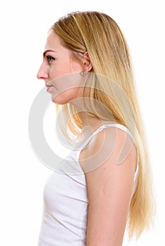 Profile view of young beautiful teenage girl