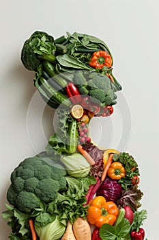 Profile of a woman face consisting of many vegetables. Concept of women's health and proper nutrition