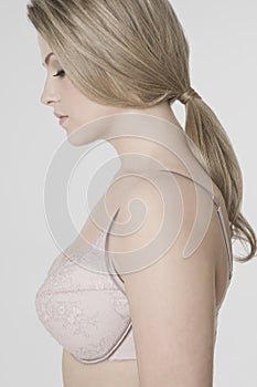 Profile Of Young Woman In Bra