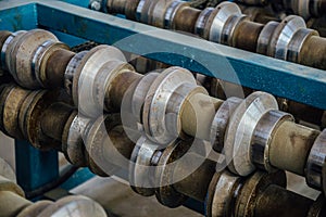 Profiling rolls of roll forming machine close up