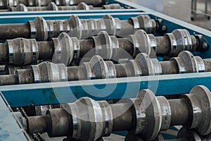 Profiling rolls of sheet forming machine close up