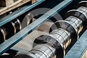 Profiling rolls of sheet forming machine close up