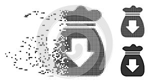 Profit Bag Fractured Pixel Halftone Icon