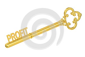 Profit concept with golden key