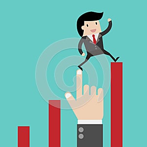 Profit concept, growing business graph. Businessman manages financial growth graph. Template investment. Vector illustration flat