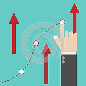 Profit concept, growing business graph. Businessman manages financial growth graph. Template investment. Vector illustration flat