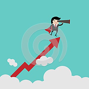 Profit concept, growing business graph. Businessman manages financial growth graph. Template investment. Vector illustration flat