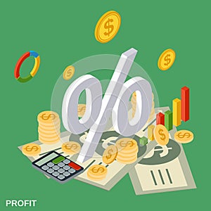Profit, financial statistics, business report vector concept