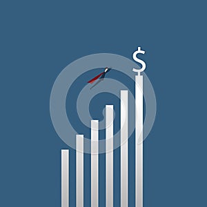 Profit growing business graph. Businessman manages financial growth graph. Template investment. Vector illustration flat