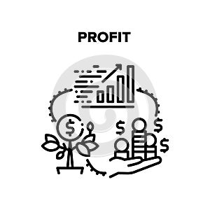 Profit Growing Vector Black Illustration