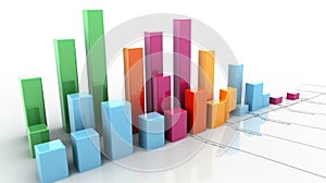 Profit growth chart, stock market statistics, business planning, white background isolate. AI generated