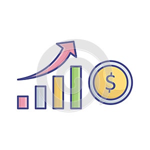 Profit Growth Vector Icon which can easily modify or edit