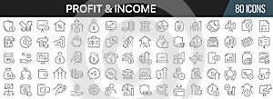 Profit and income line icons collection. Big UI icon set in a flat design. Thin outline icons pack. Vector illustration EPS10
